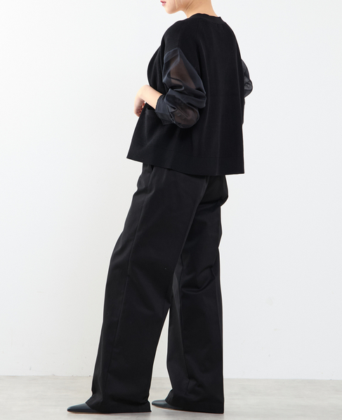 袖布帛ニットカーディガン 詳細画像 ブラック 6