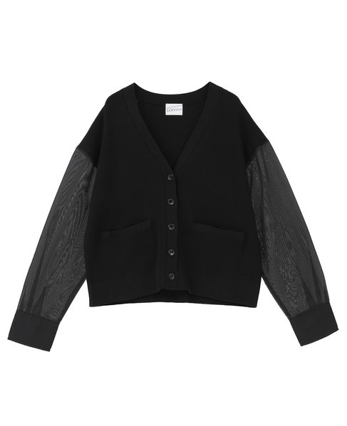 袖布帛ニットカーディガン 詳細画像 ブラック 9
