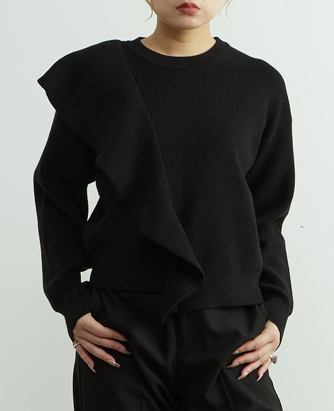 フリル付きニット 詳細画像 ネイビー 1