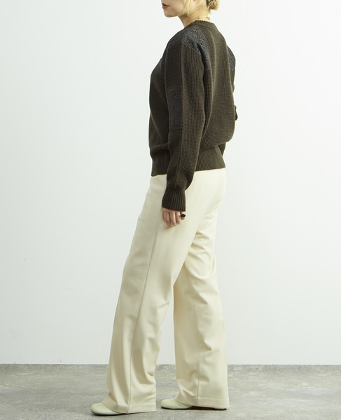 レースパッチ付きワッフルニット 詳細画像 カーキ 8