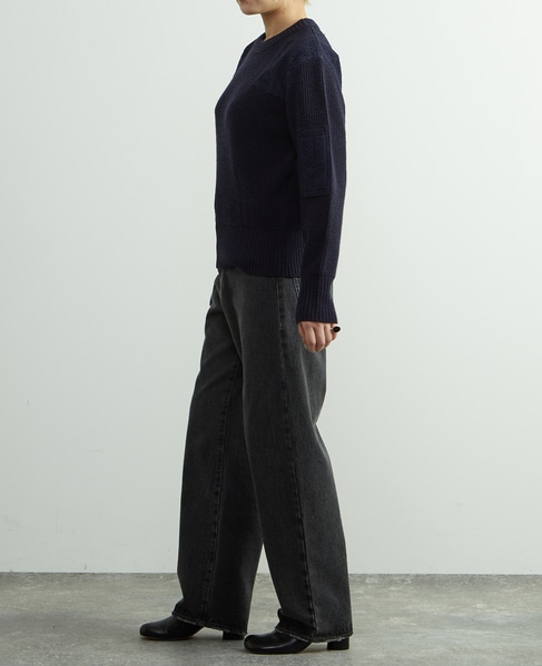 レースパッチ付きワッフルニット 詳細画像 ネイビー 6