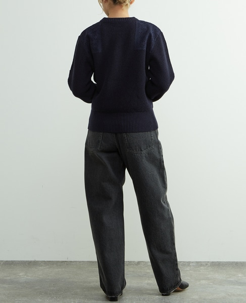 レースパッチ付きワッフルニット 詳細画像 ネイビー 7