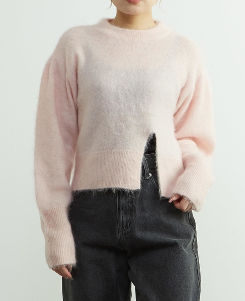 【A_/エース】アルパカ混クルーネックニット 詳細画像 ピンク 1