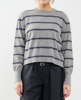 【A_/エース】コットンカシミアボーダーニット