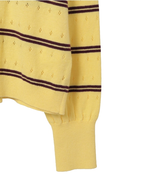 【A_/エース】コットンカシミアボーダーニット 詳細画像 イエロー系その他 11