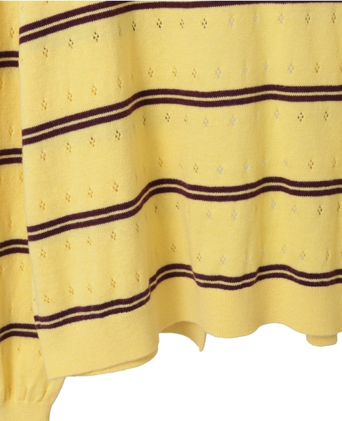 【A_/エース】コットンカシミアボーダーニット 詳細画像 イエロー系その他 12