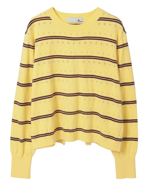 【A_/エース】コットンカシミアボーダーニット 詳細画像 イエロー系その他 8