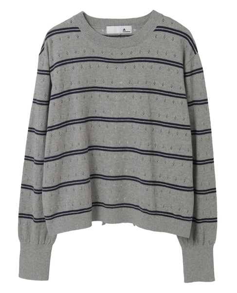 【A_/エース】コットンカシミアボーダーニット 詳細画像 グレー系その他 13