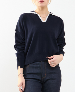 かぎ針刺繍スキッパーニット