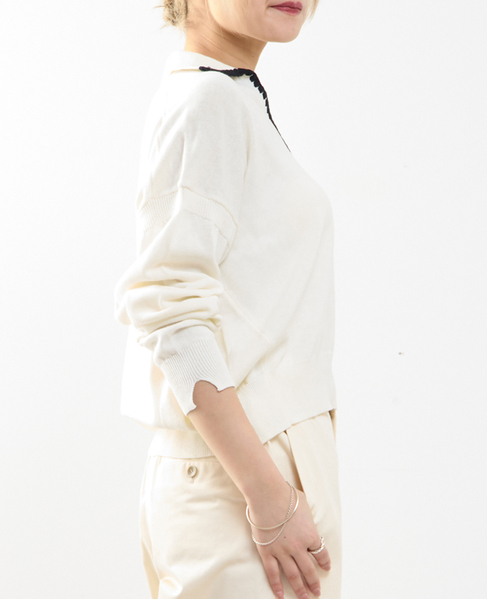 かぎ針刺繍スキッパーニット 詳細画像 オフホワイト 3