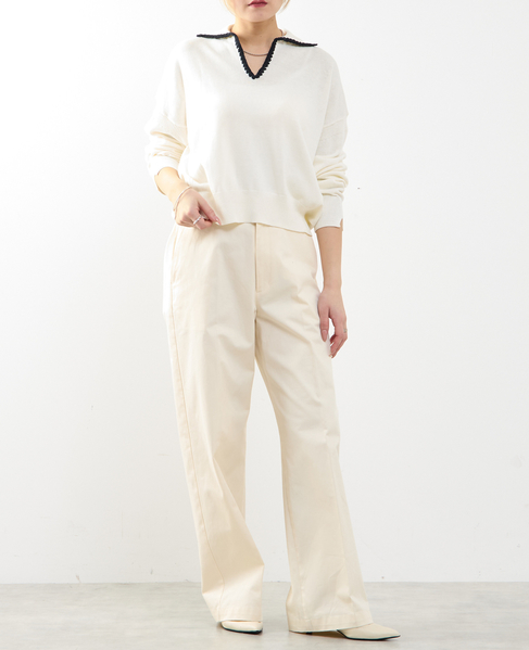 かぎ針刺繍スキッパーニット 詳細画像 オフホワイト 4