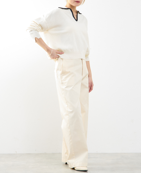 かぎ針刺繍スキッパーニット 詳細画像 オフホワイト 8