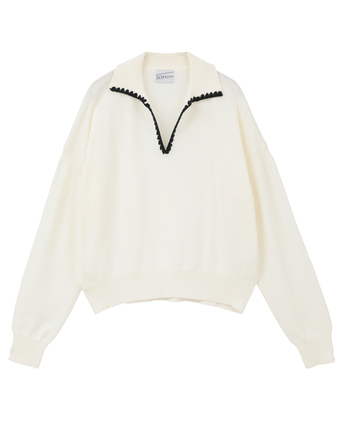 かぎ針刺繍スキッパーニット 詳細画像 オフホワイト 9