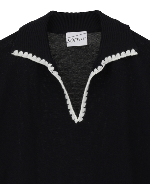 かぎ針刺繍スキッパーニット 詳細画像 ネイビー 10