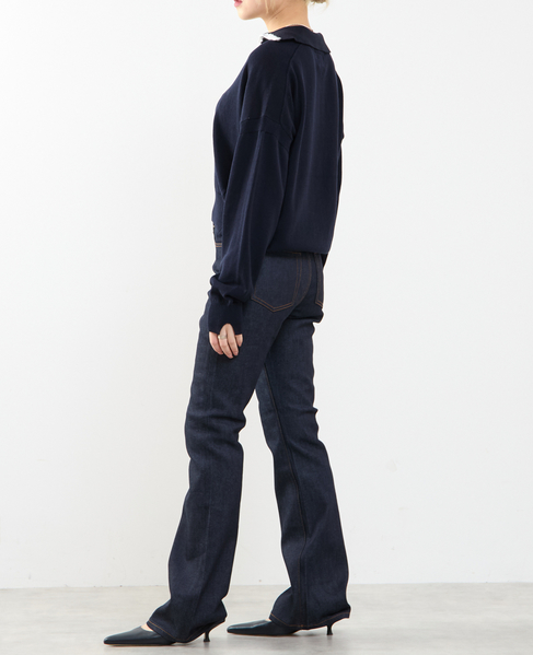 かぎ針刺繍スキッパーニット 詳細画像 ネイビー 6