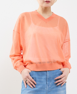 テンセルリネンVネックシアーニット