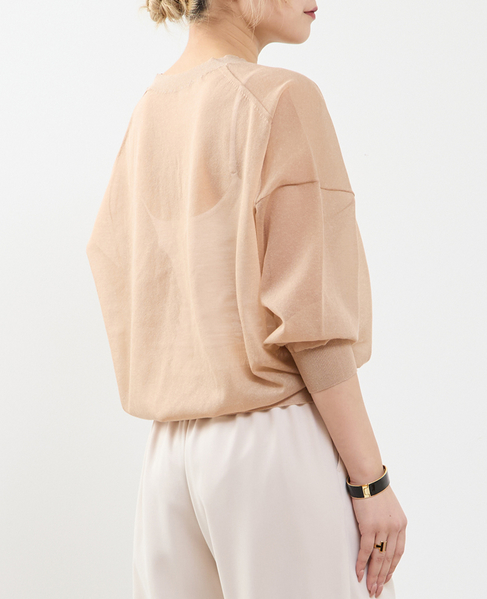 テンセルリネンVネックシアーニット 詳細画像 ベージュ 2