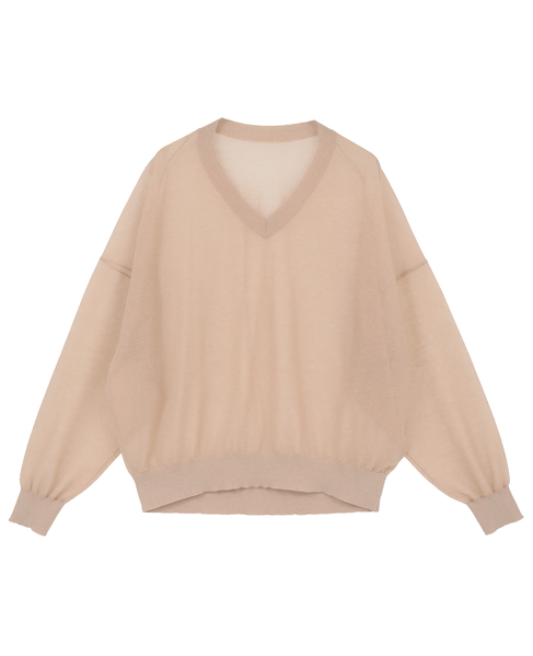 テンセルリネンVネックシアーニット 詳細画像 ベージュ 8