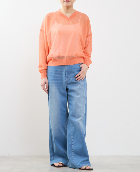 テンセルリネンVネックシアーニット 詳細画像 コーラル 5