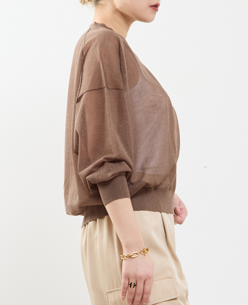 テンセルリネンVネックシアーニット 詳細画像 ブラウン 2