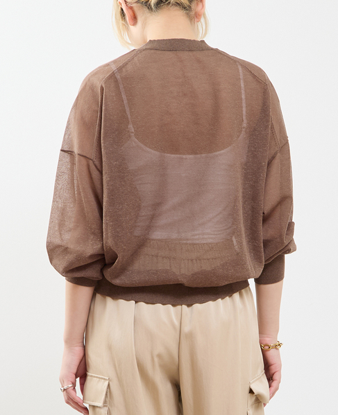 テンセルリネンVネックシアーニット 詳細画像 ブラウン 3