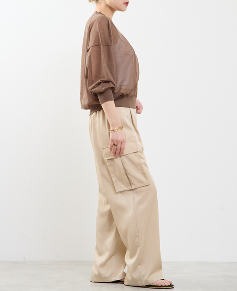 テンセルリネンVネックシアーニット 詳細画像 ブラウン 5