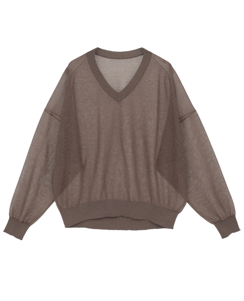 テンセルリネンVネックシアーニット 詳細画像 ブラウン 8
