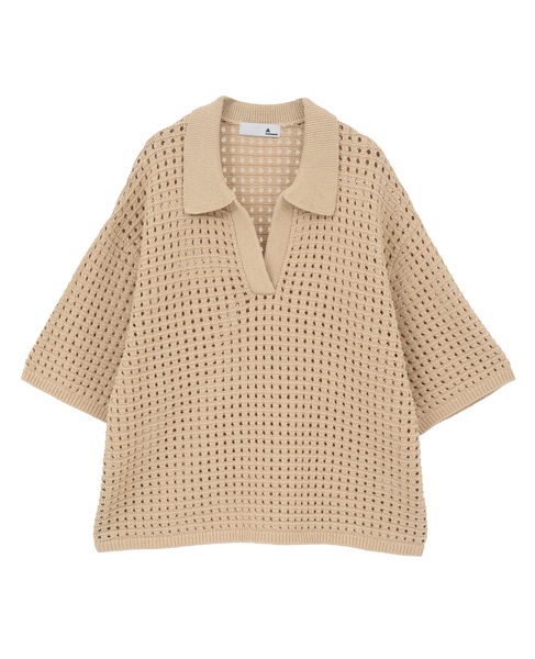 【A_/エース】スキッパープルオーバーニット 詳細画像 ベージュ 1