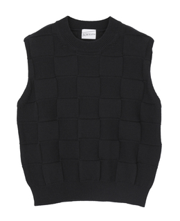 ブロックチェック リンクス編みノースリーブニット