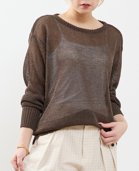 ストローヤーン シアーニットプルオーバー 詳細画像 ブラウン 1