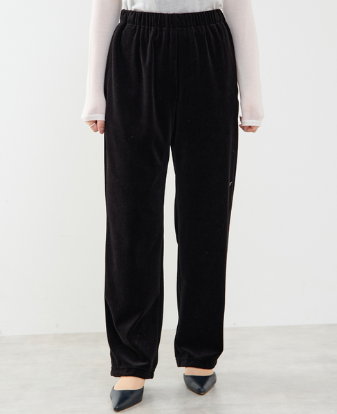 【A_/エース】カットベロアパンツ 詳細画像 ブラック 1