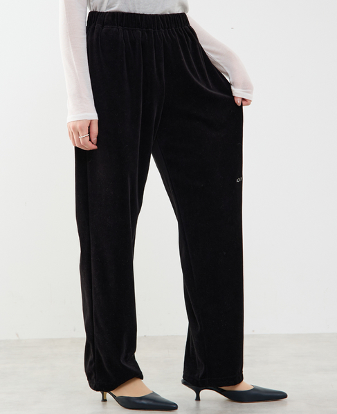 【A_/エース】カットベロアパンツ 詳細画像 ブラック 4
