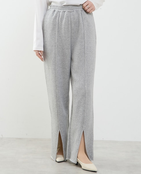 【A_/エース】裏毛スリットパンツ 詳細画像 杢グレー 1