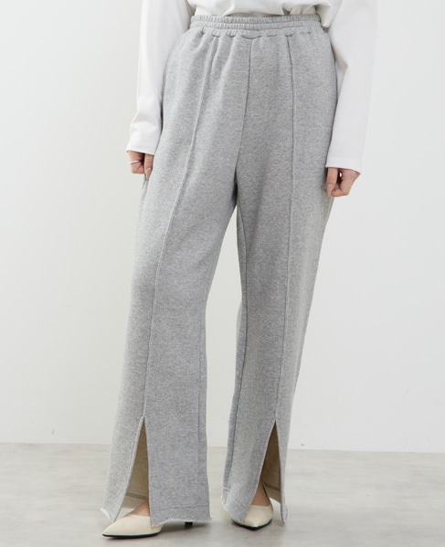 【A_/エース】裏毛スリットパンツ 詳細画像 杢グレー 4