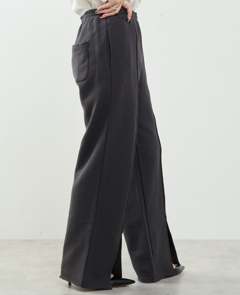 【A_/エース】裏毛スリットパンツ 詳細画像 ブラック 3