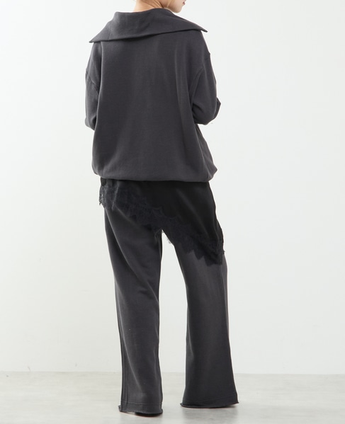 【A_/エース】裏毛スリットパンツ 詳細画像 ブラック 6