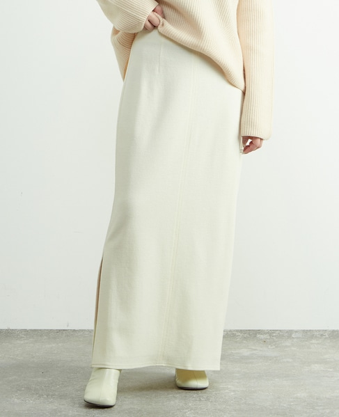 圧縮ウールスムースIラインスカート 詳細画像 オフホワイト 1