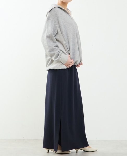 圧縮ウールスムースIラインスカート 詳細画像 ネイビー 8