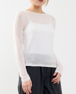 カシミヤシルク混ボートネックシアープルオーバー