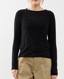 カシミヤシルク混ボートネックシアープルオーバー