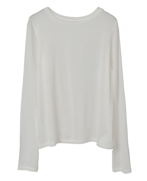 カシミヤシルク混ボートネックシアープルオーバー 詳細画像 ホワイト 13