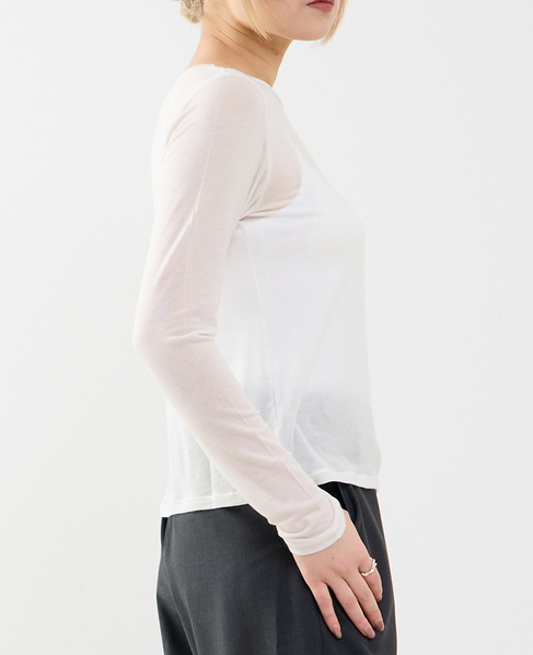 カシミヤシルク混ボートネックシアープルオーバー 詳細画像 ホワイト 2