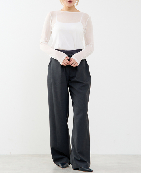 カシミヤシルク混ボートネックシアープルオーバー 詳細画像 ホワイト 5