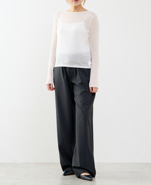 カシミヤシルク混ボートネックシアープルオーバー 詳細画像 ホワイト 9