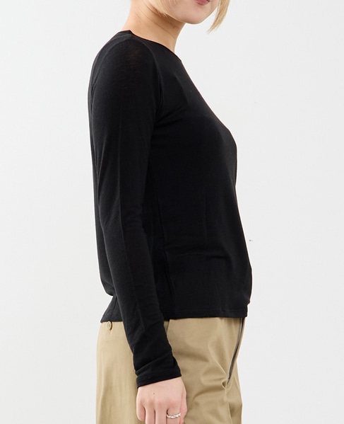 カシミヤシルク混ボートネックシアープルオーバー 詳細画像 ブラック 2