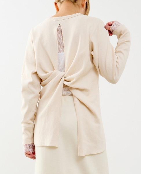 【A_/エース】バックツイストデザインクルーネックカットソー 詳細画像 オフホワイト 1