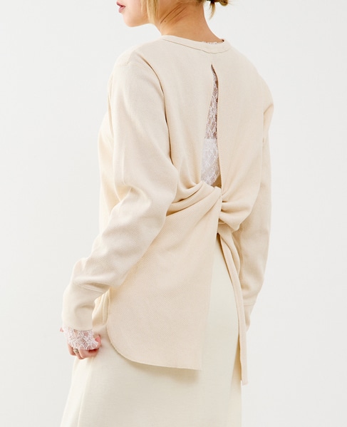 【A_/エース】バックツイストデザインクルーネックカットソー 詳細画像 オフホワイト 3