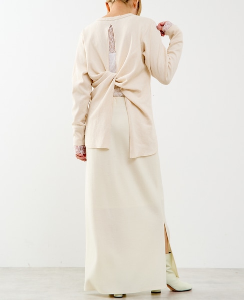 【A_/エース】バックツイストデザインクルーネックカットソー 詳細画像 オフホワイト 8