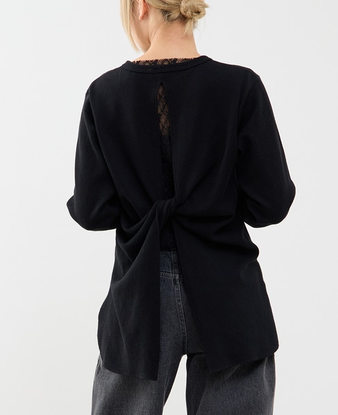 【A_/エース】バックツイストデザインクルーネックカットソー 詳細画像 ブラック 1