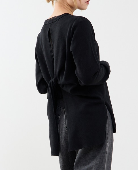 【A_/エース】バックツイストデザインクルーネックカットソー 詳細画像 ブラック 2